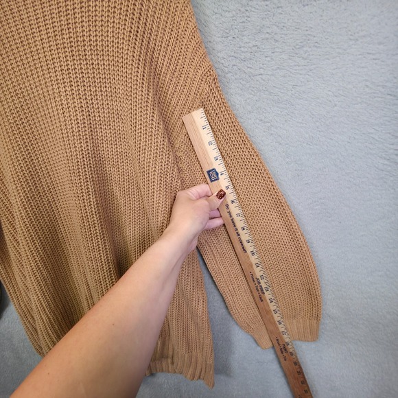 American Eagle Sweater Women M Brown Open Knit Chunky Oversized Baggy Tunic Fall - Picture 6 of 12